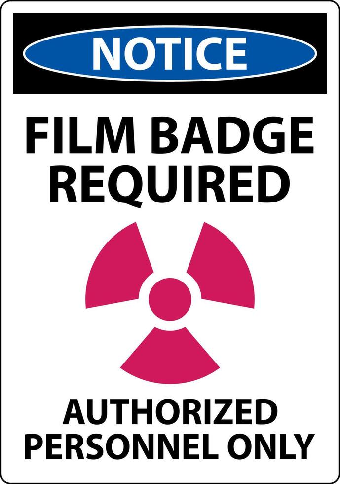 avis badge film requis uniquement autorisé signe sur fond blanc vecteur