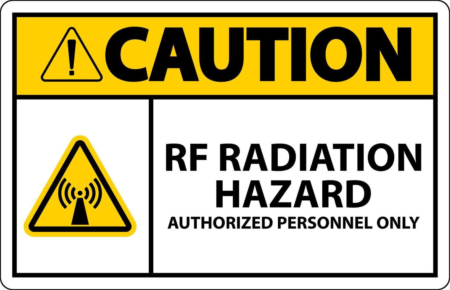 attention danger de rayonnement rf autorisé seul signe sur fond blanc vecteur