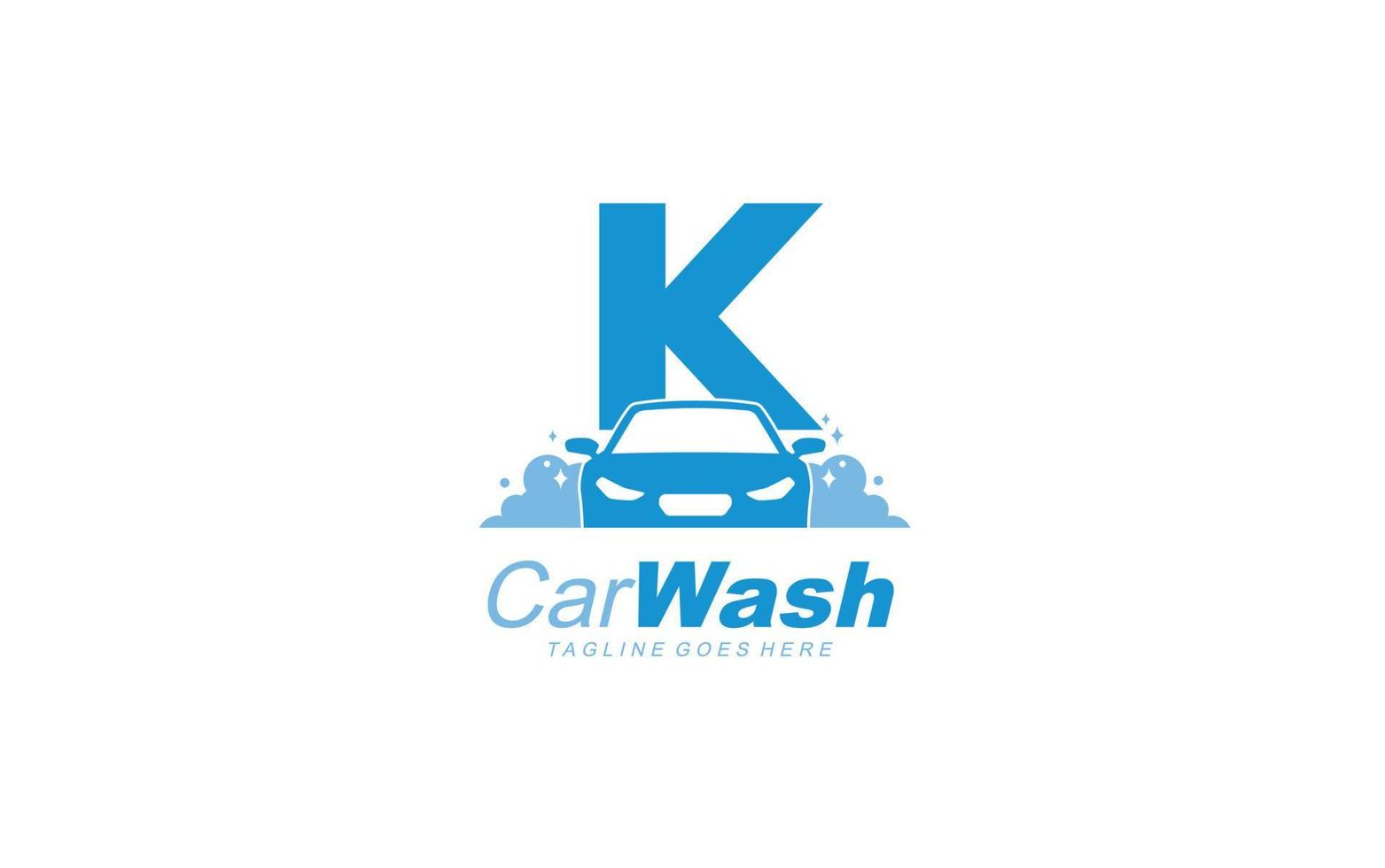 k logo carwash pour l'identité. illustration vectorielle de modèle de voiture pour votre marque. vecteur