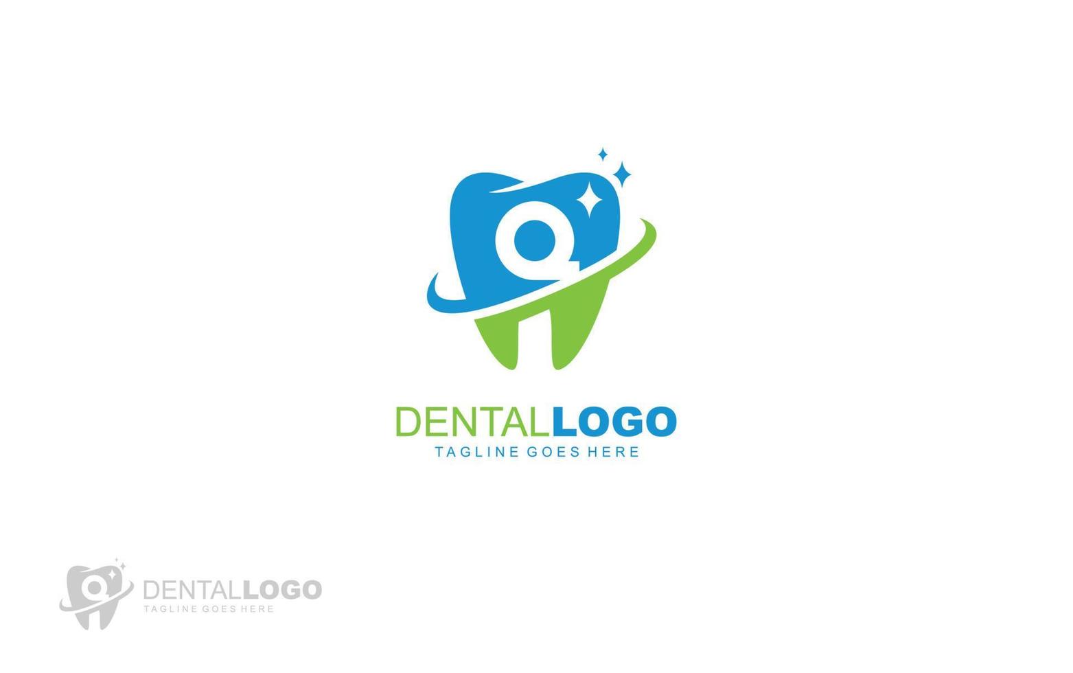 dentiste de logo q pour la société de marque. illustration vectorielle de modèle de lettre pour votre marque. vecteur
