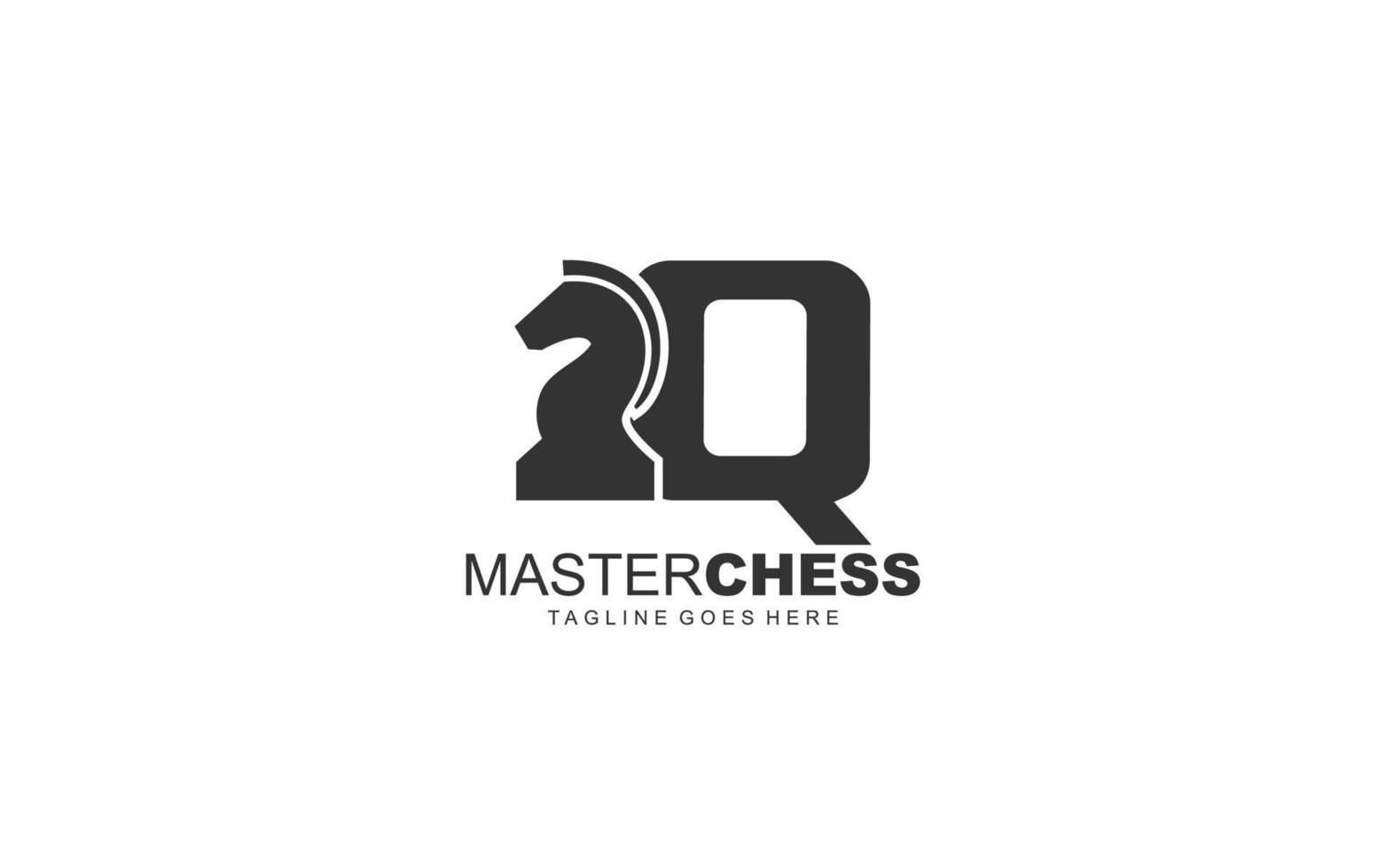 q logo d'échecs pour l'entreprise de marque. illustration vectorielle de modèle de cheval pour votre marque. vecteur