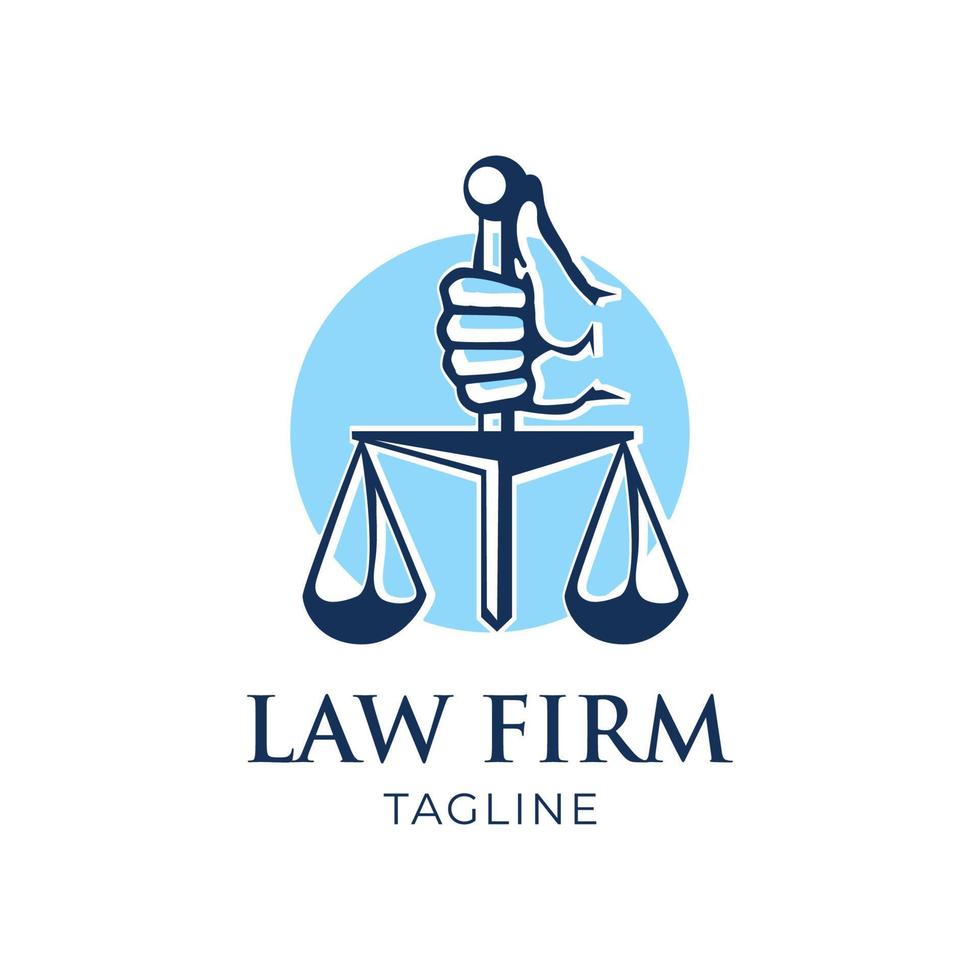 création de logo de loi minimaliste bleu. modèle de conception d'avocat ou de notaire. vecteur modifiable