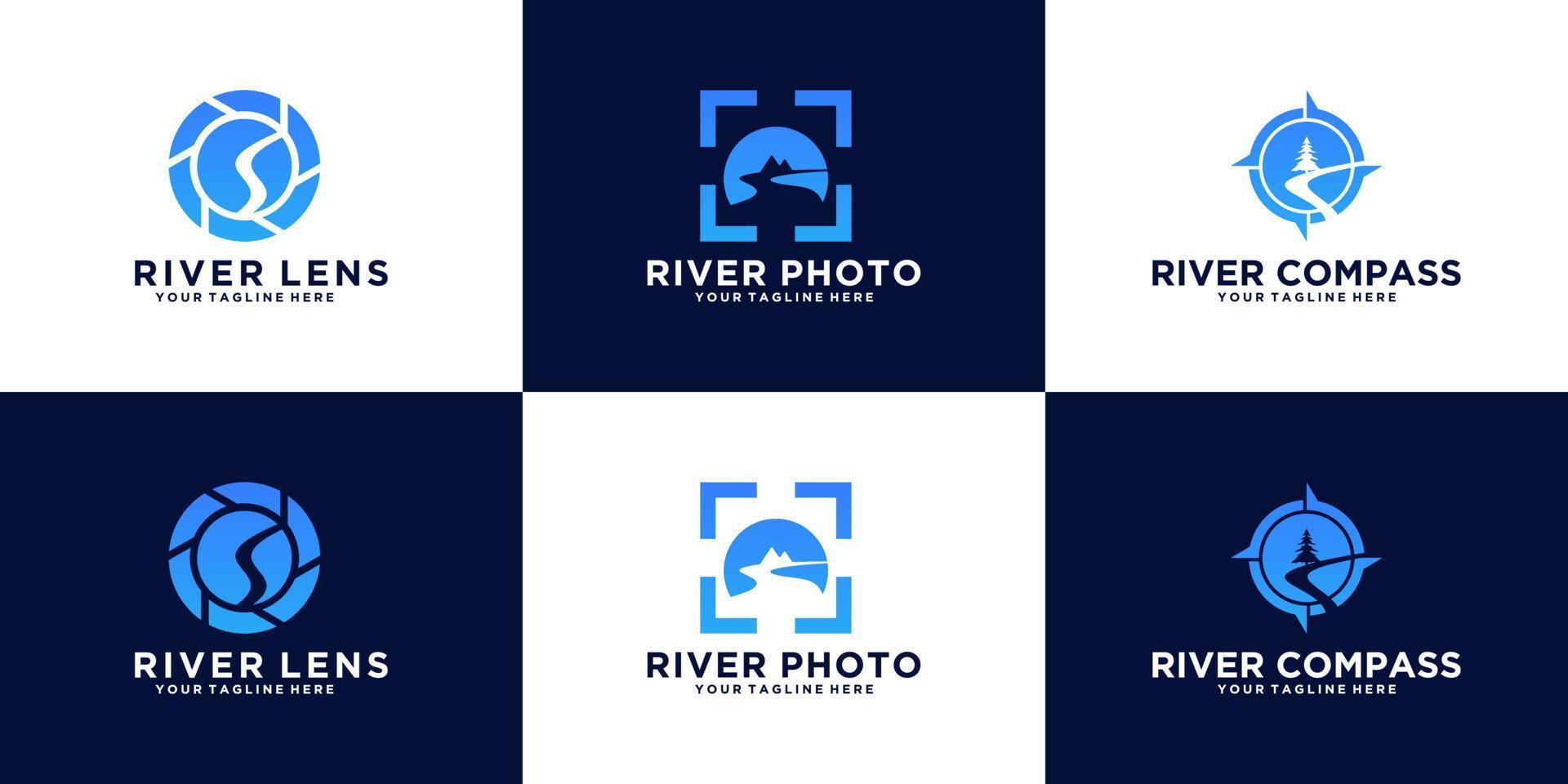 collection d'inspiration créative de conception de logo de rivière vecteur