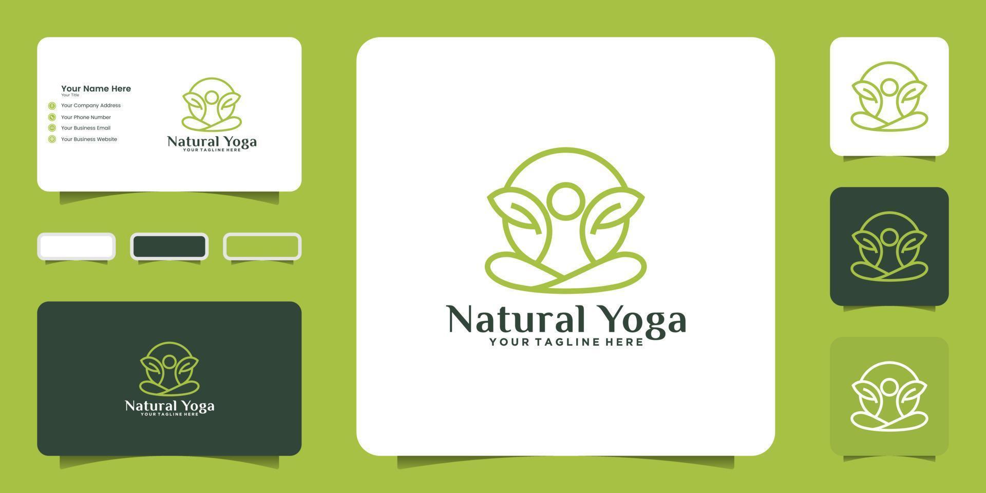 inspiration de logo de conception de yoga dans un style de ligne simple et inspiration de carte de visite vecteur