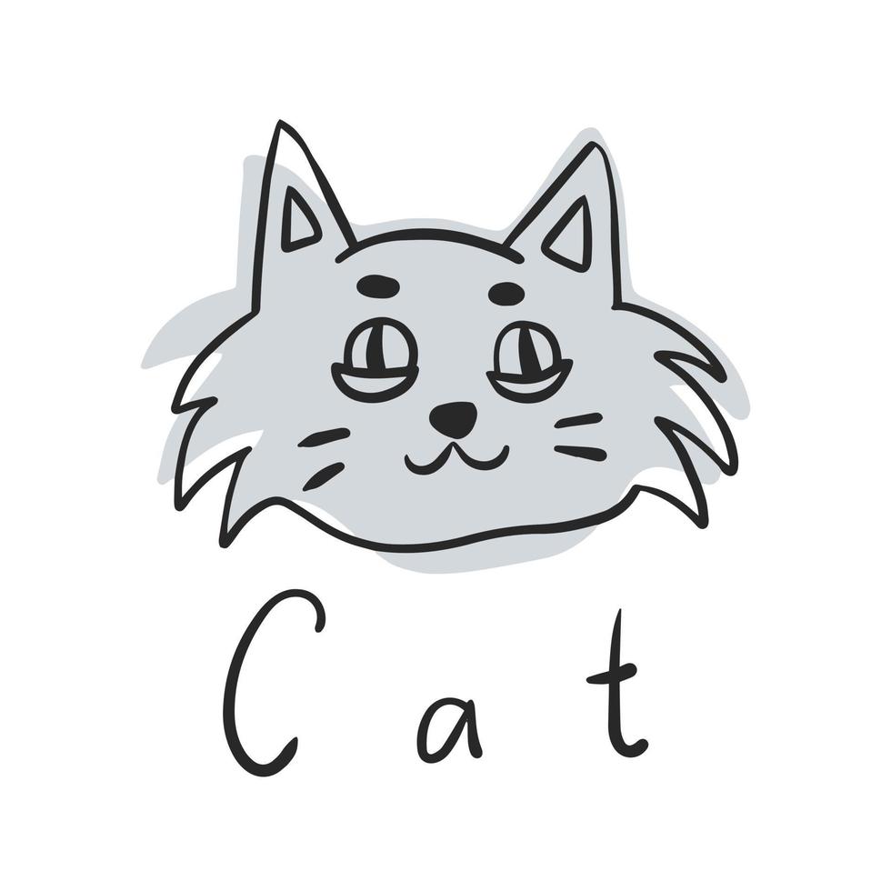 illustration de chat drôle de vecteur avec lettrage