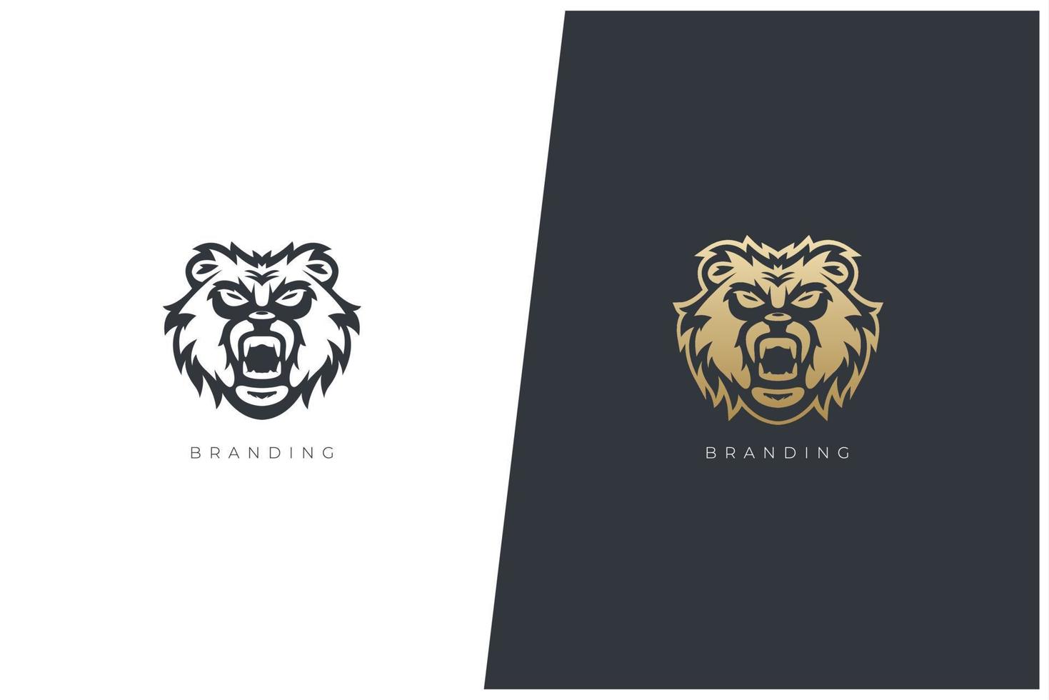 ours en colère grizzly animaux vector logo concept design
