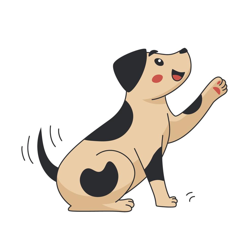 icône de vecteur de chien ludique de dessin animé isolé sur fond blanc