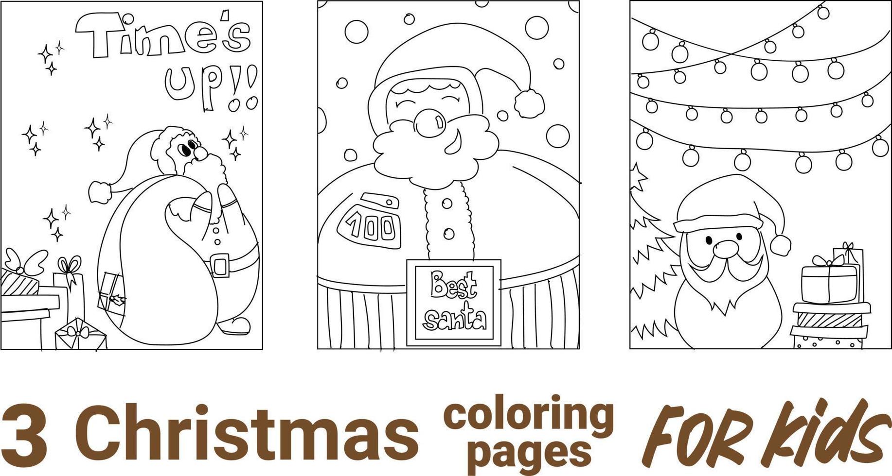 page de coloriage d'un bonhomme de neige dessin animé mignon avec sapin de noël. illustration vectorielle noir et blanc sur fond blanc. vecteur