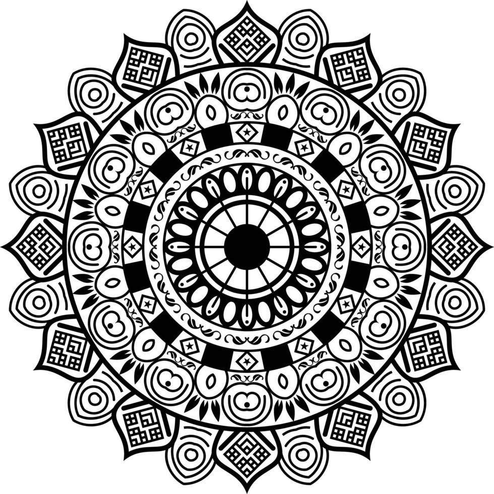 mandala rond avec motif floral. coloriage noir et blanc. conception de vecteur., ornement de cercle décoratif dans un style oriental ethnique vecteur