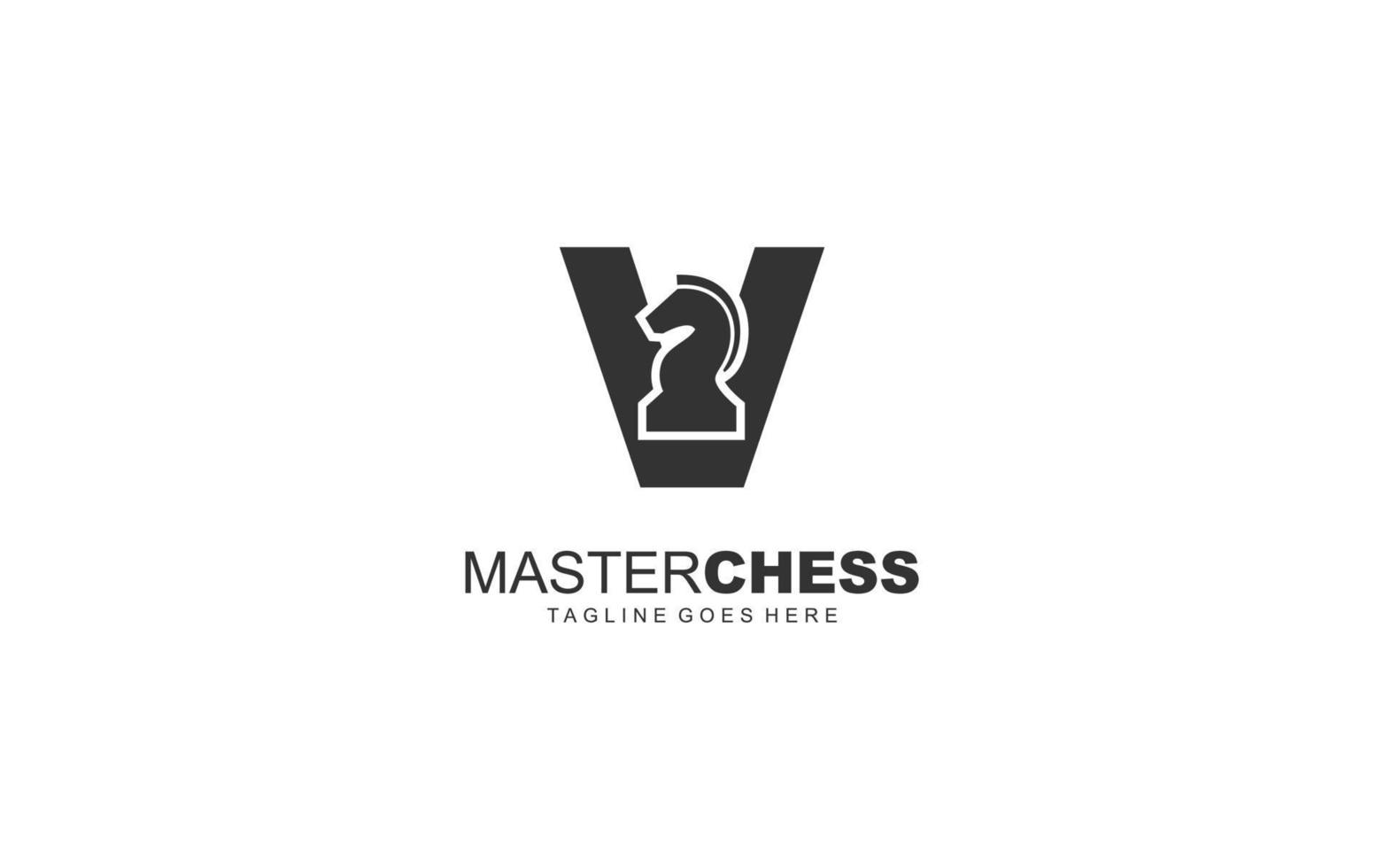 v logo d'échecs pour la société de marque. illustration vectorielle de modèle de cheval pour votre marque. vecteur