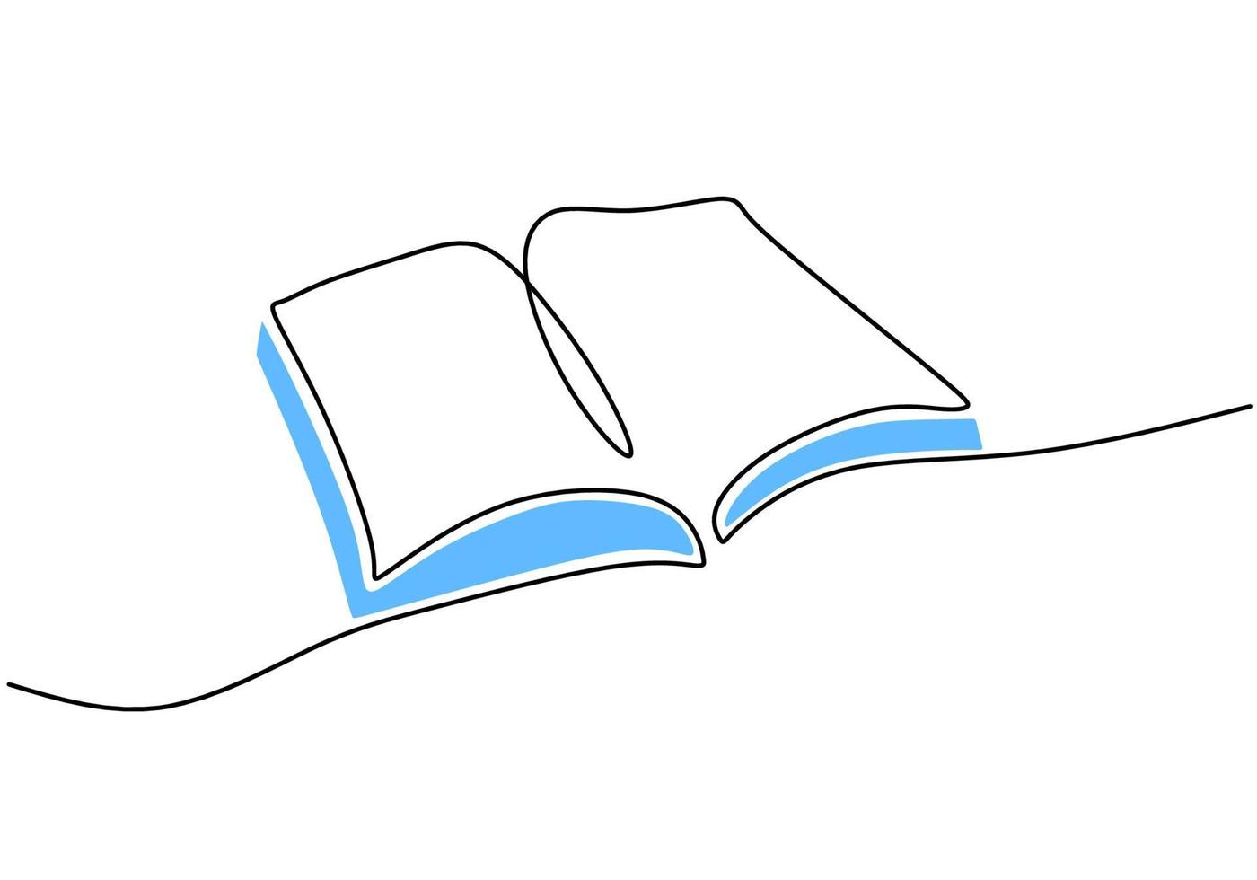 un dessin continu à la main sur une seule ligne d'un livre ouvert vecteur