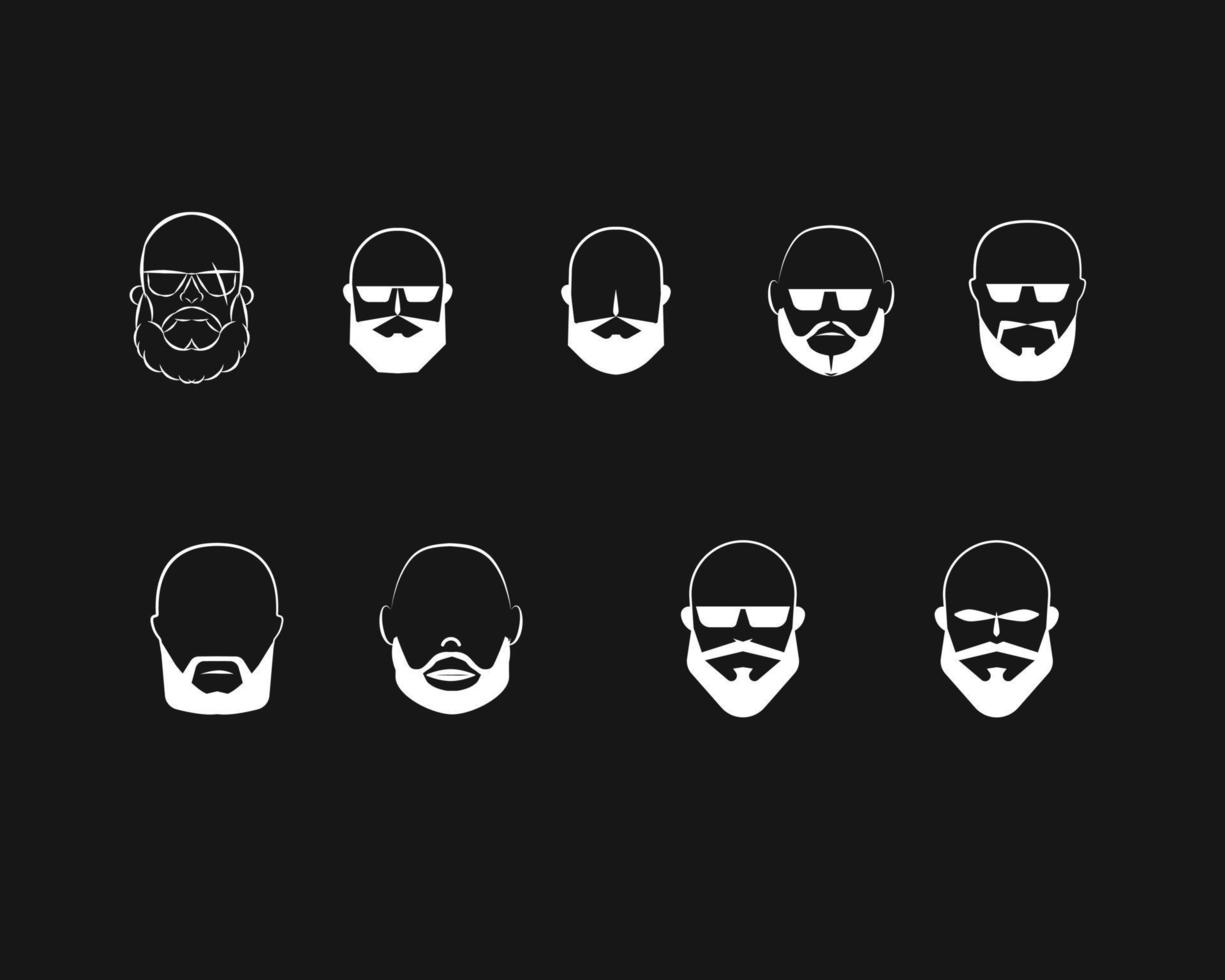 L'icône de l'homme chauve barbe contours vecteur