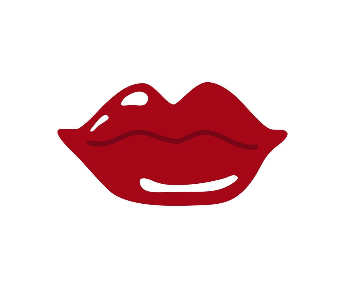 les lèvres des femmes avec du rouge à lèvres rouge. illustration abstraite simple de vecteur isolée sur fond blanc.