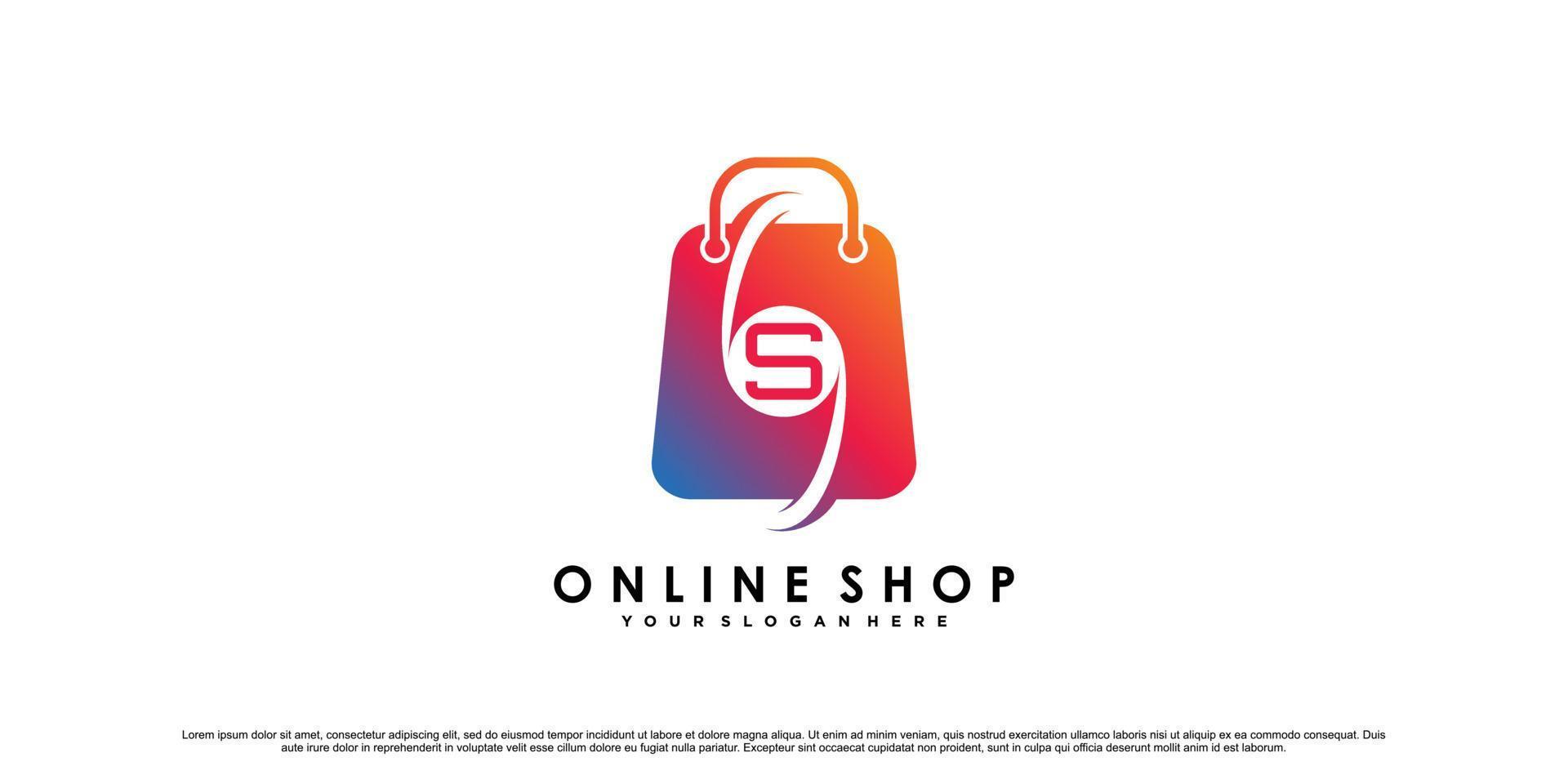 création de logo de boutique en ligne pour icône d'entreprise de commerce avec vecteur premium de concept de style moderne