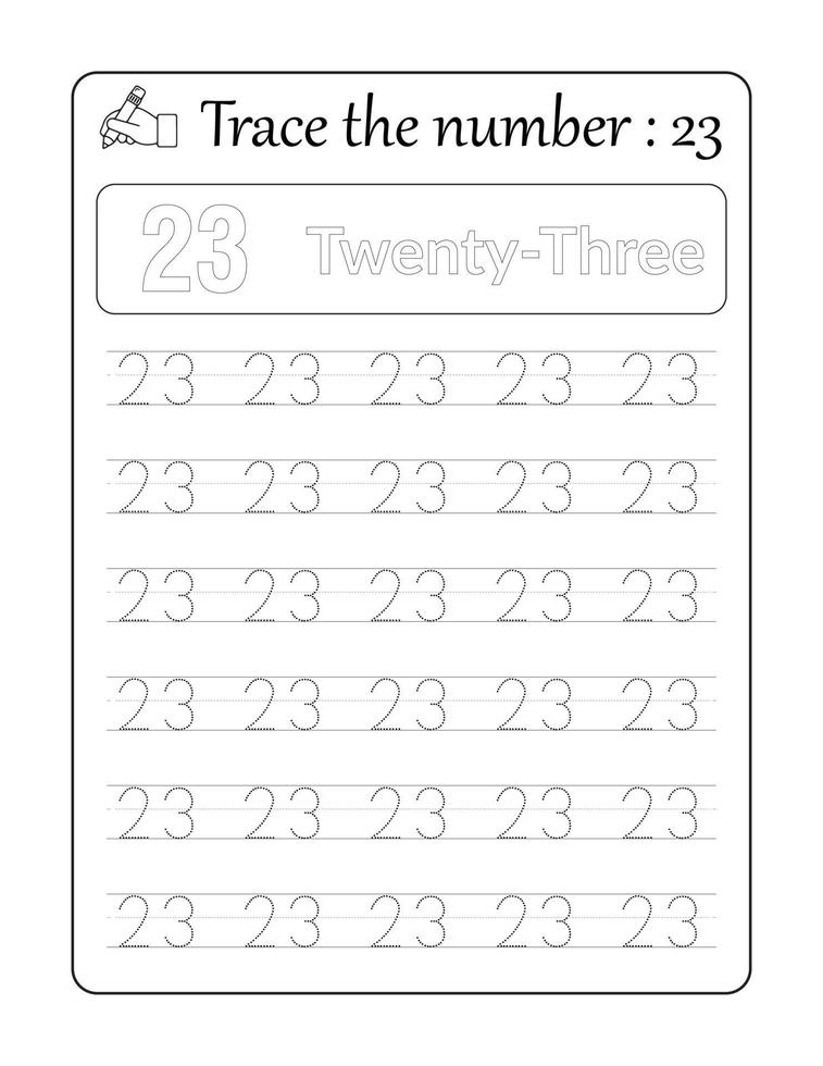 tracer le nombre 23. suivi des nombres pour les enfants vecteur