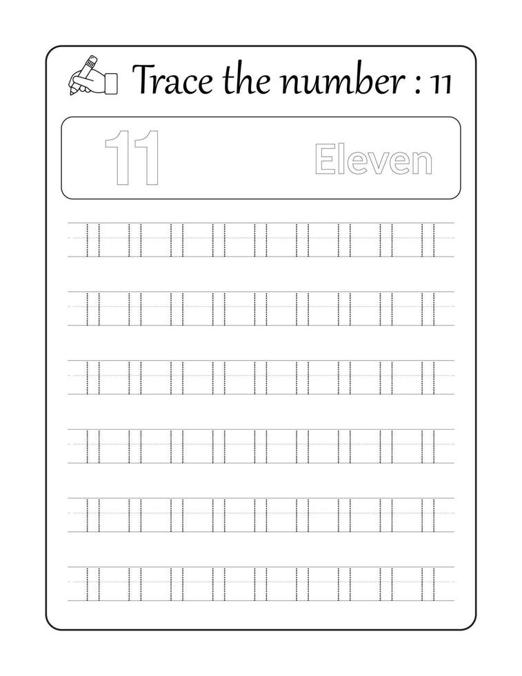 tracer le numéro 11. suivi des numéros pour les enfants vecteur