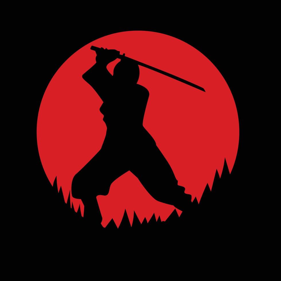 conception de vecteur silhouette guerrier ninja