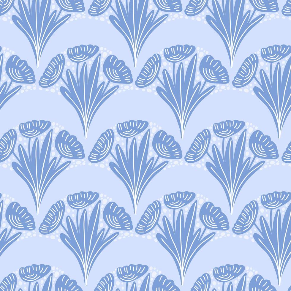 doodle géométrique de ligne dessinée à la main, fond d'écran transparent bleu abstrait. fleurs vectorielles mignonnes, motif de pétales pour papier, textile en tissu, maison. vecteur