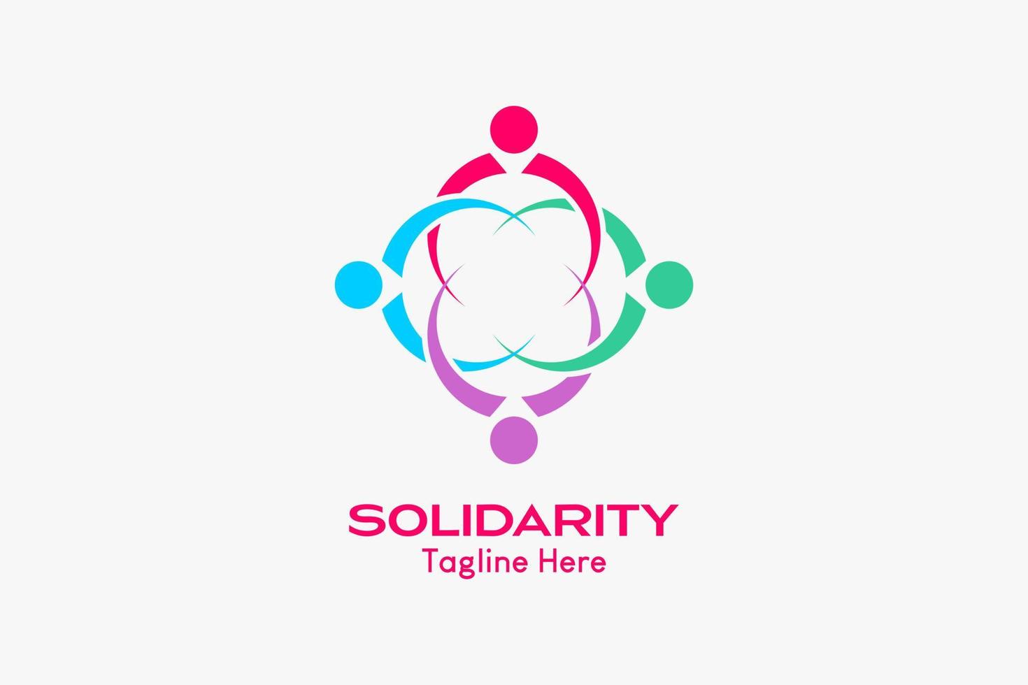 logo de solidarité avec le concept d'icône de personnes dans l'art rotatif. prime de vecteur