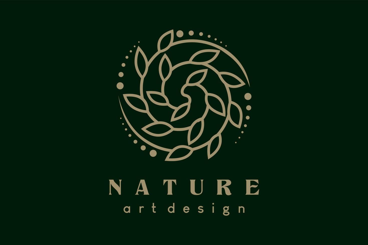 création de logo pour la beauté, le spa, le yoga, les produits cosmétiques. icône de feuille ou de plante avec concept d'art en ligne créatif en cercle. illustration vectorielle moderne vecteur