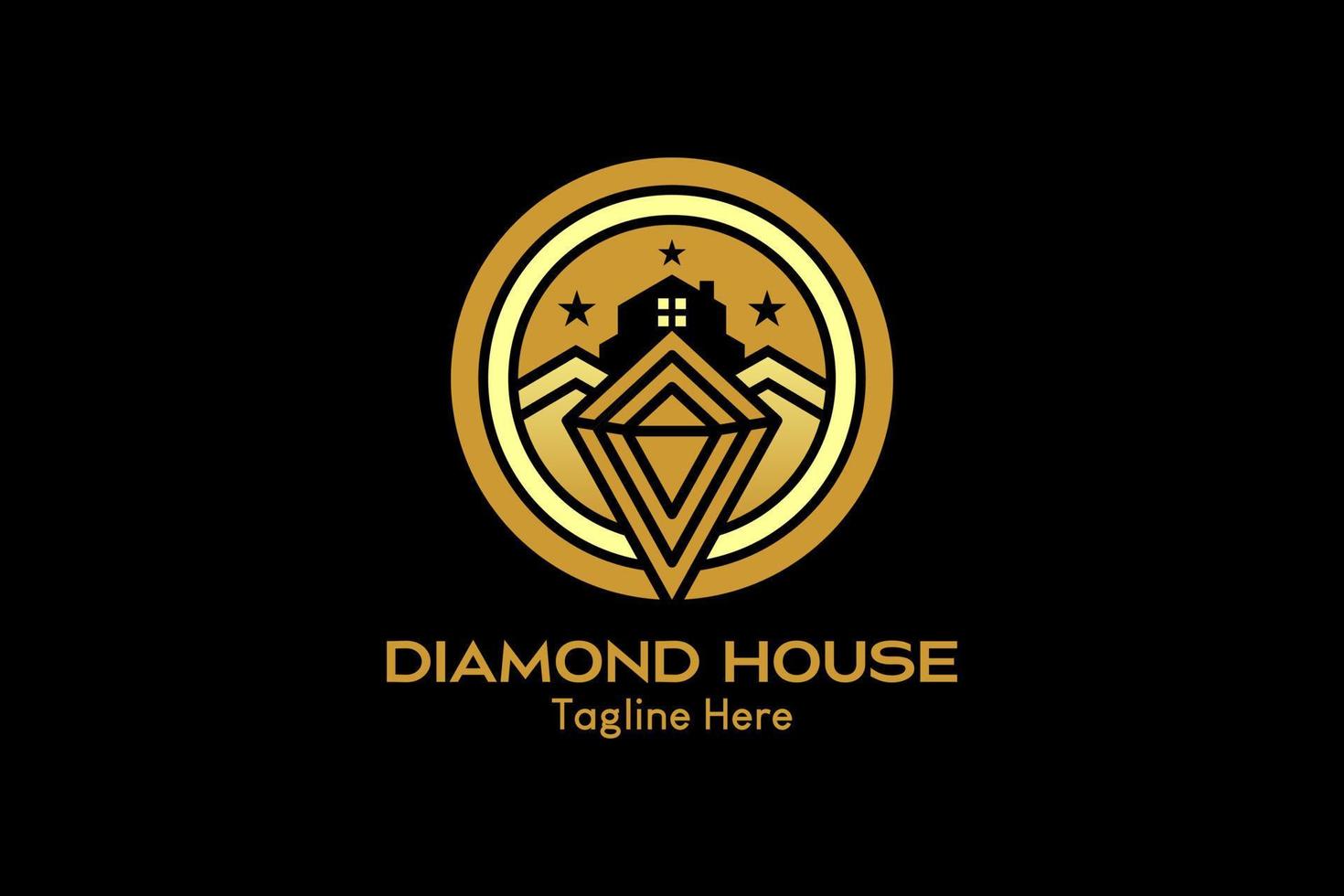 logo de maison de diamant avec concept créatif en cercle. prime de vecteur