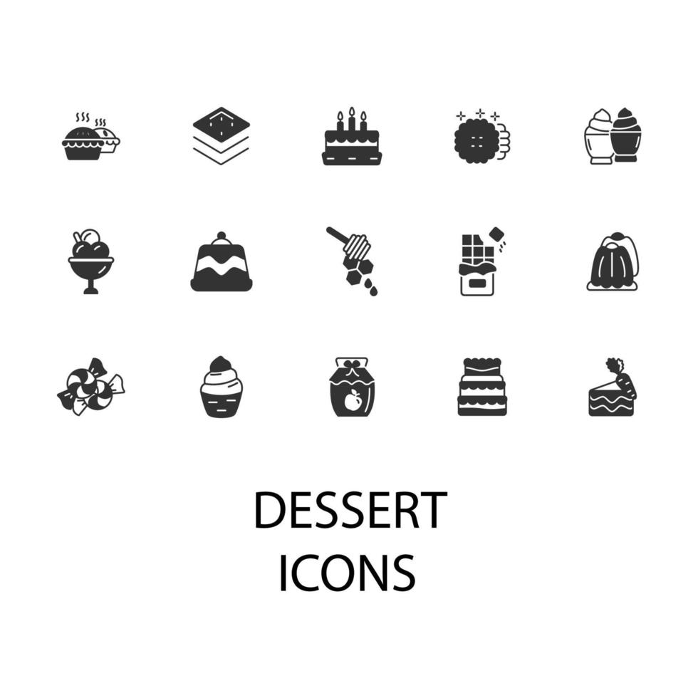 jeu d'icônes de desserts. éléments vectoriels de symboles de pack de desserts pour le web infographique vecteur