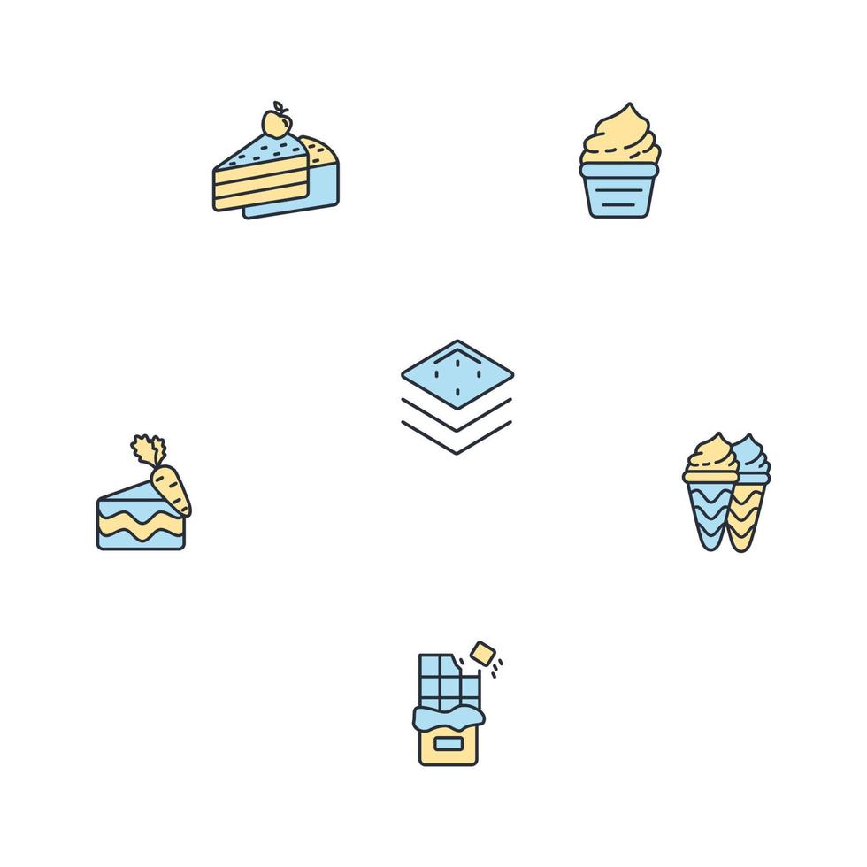 jeu d'icônes de desserts. éléments vectoriels de symboles de pack de desserts pour le web infographique vecteur