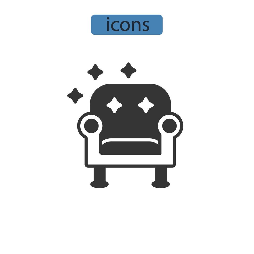 icônes de nettoyage à sec de meubles symboles éléments vectoriels pour le web infographique vecteur