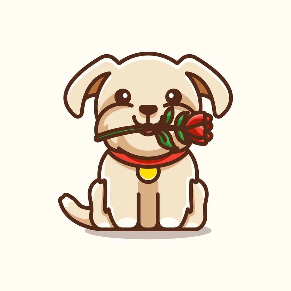 chien caniche avec fleur vecteur