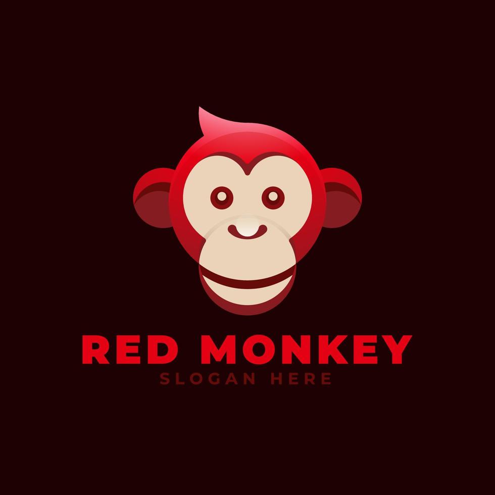 logo mascotte singe rouge vecteur
