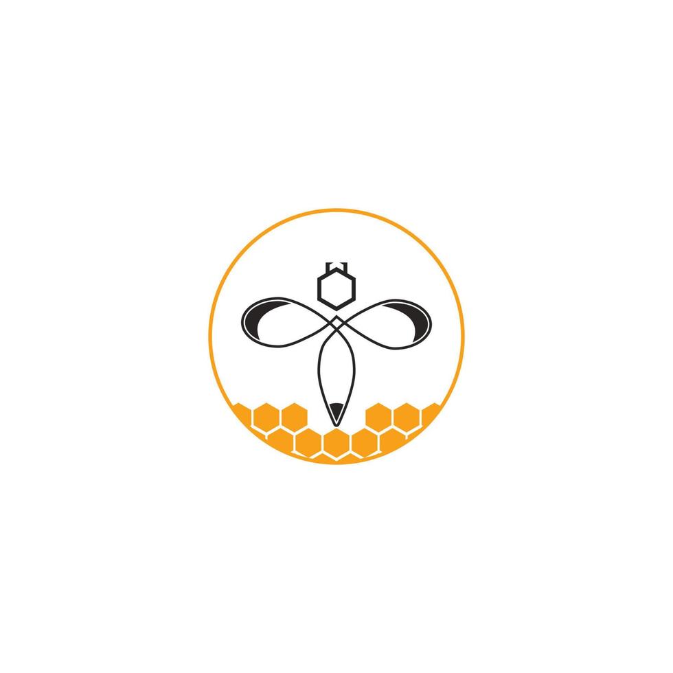 logo des abeilles en rayons de miel vecteur