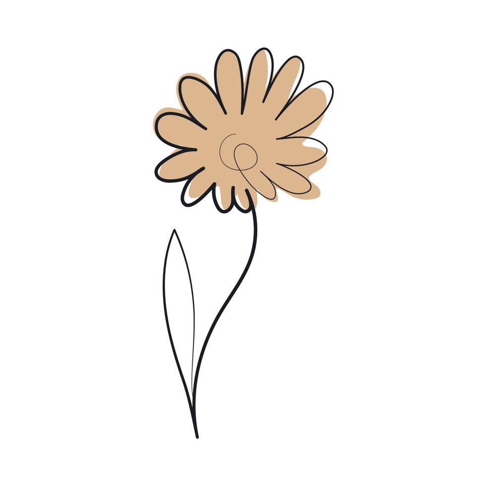 fleur stylisée à une ligne vecteur
