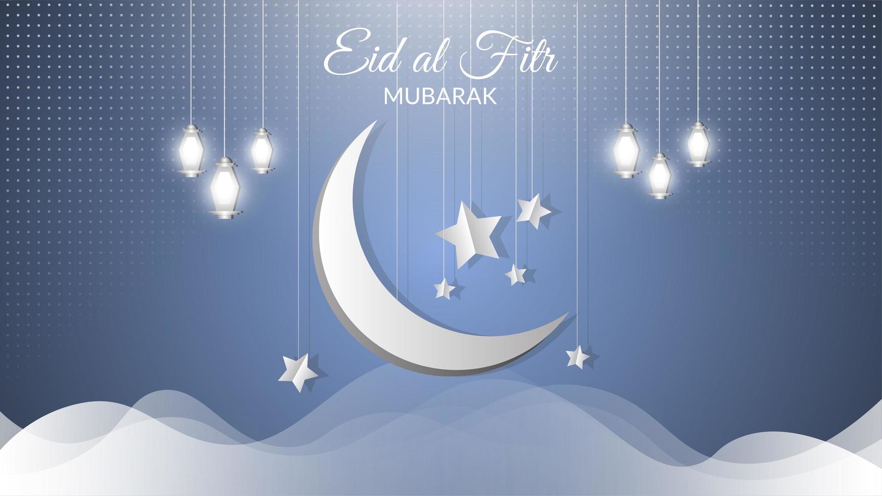 croissant de lune lumineux eid al-fitr vecteur