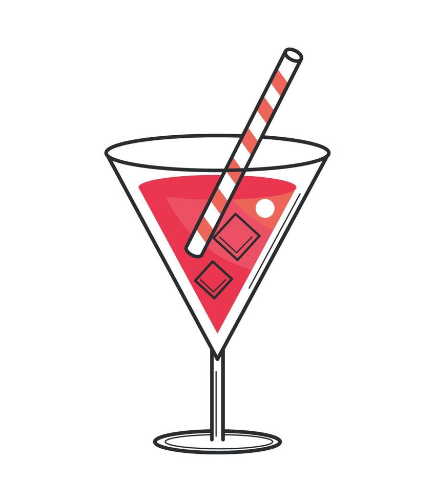 cocktail avec l'icône de la paille vecteur