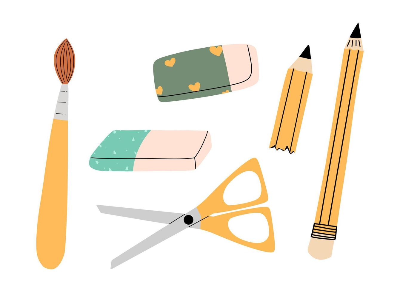 un ensemble d'outils de bureau pour l'école, le bureau. illustration vectorielle dans le style de dessin à la main. vecteur
