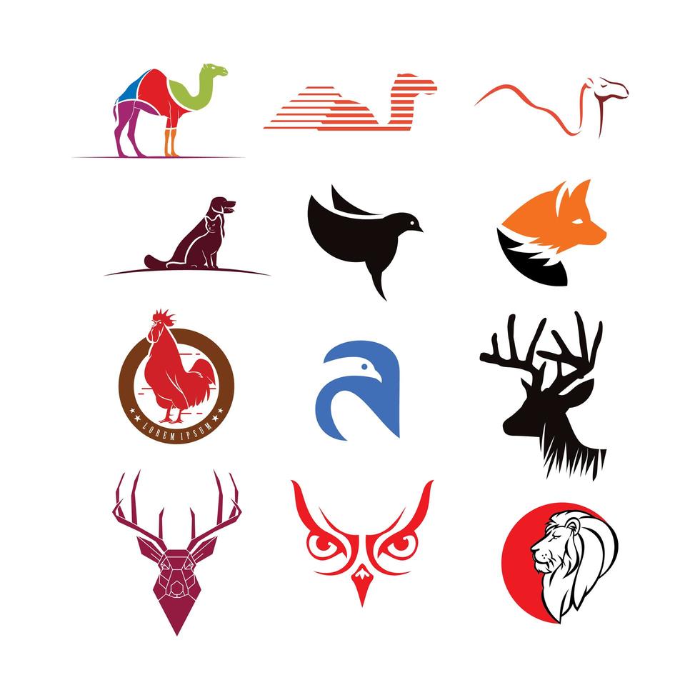 collection de logos d'animaux vecteur