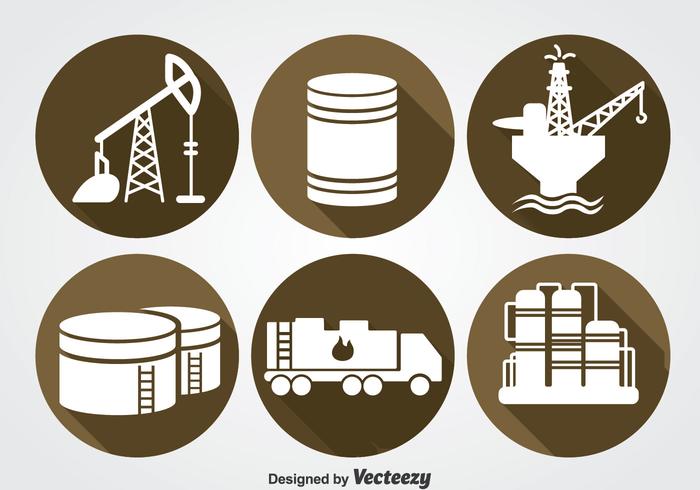 Ensembles d'icônes de l'industrie pétrolière vecteur