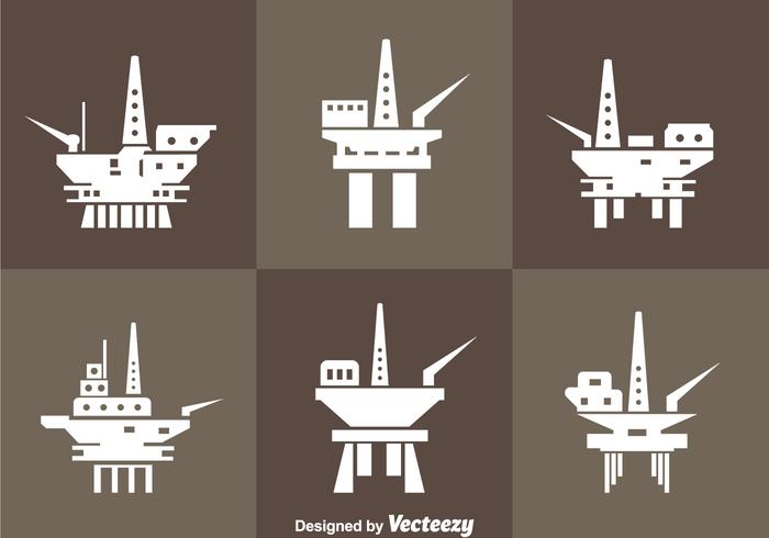 Icônes offshore de la plate-forme de pétrole vecteur