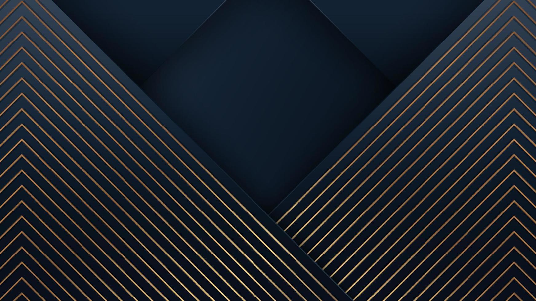 fond de luxe moderne abstrait rayures bleues avec motif de lignes diagonales dorées vecteur