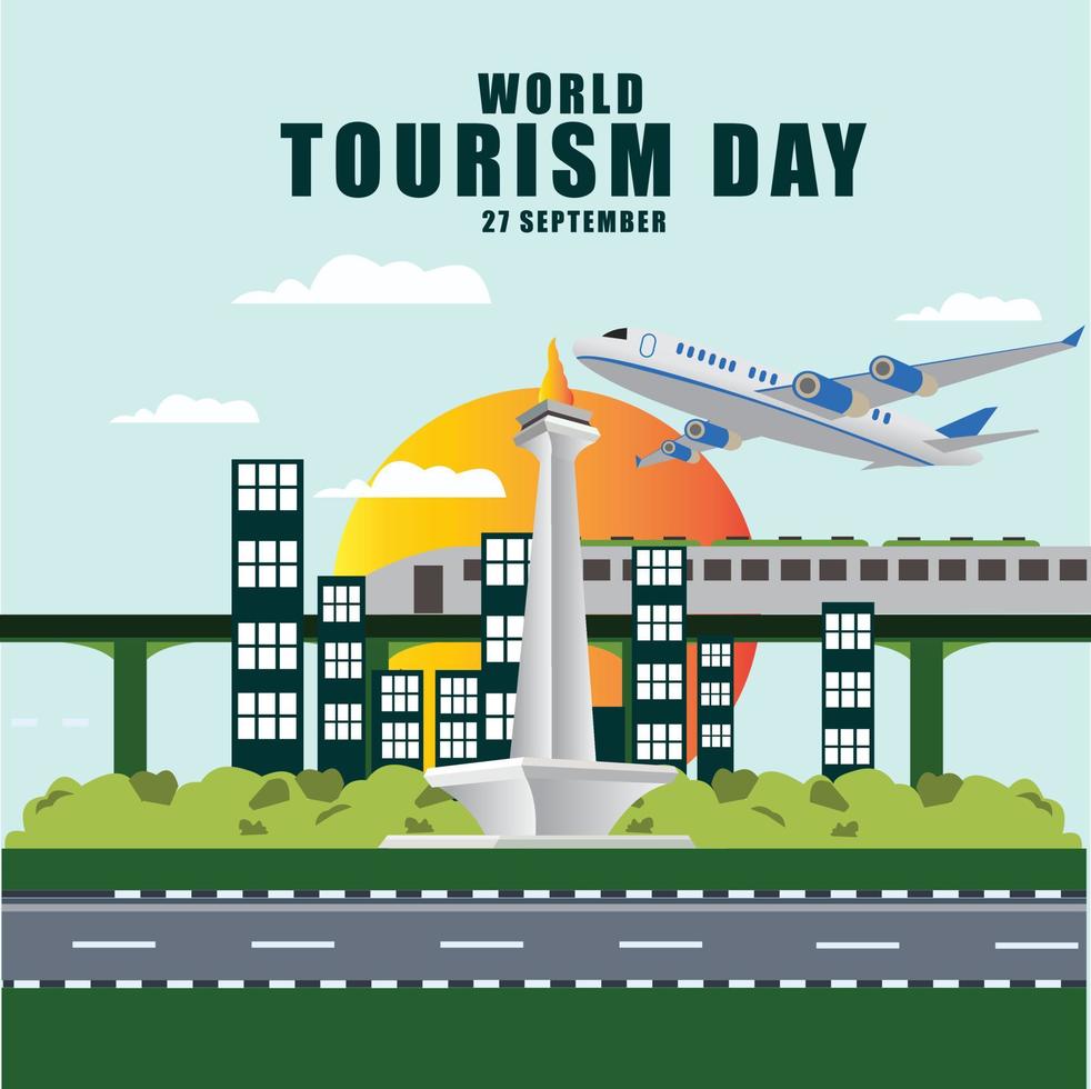 illustration vectorielle de la journée mondiale du tourisme. conception simple et élégante vecteur