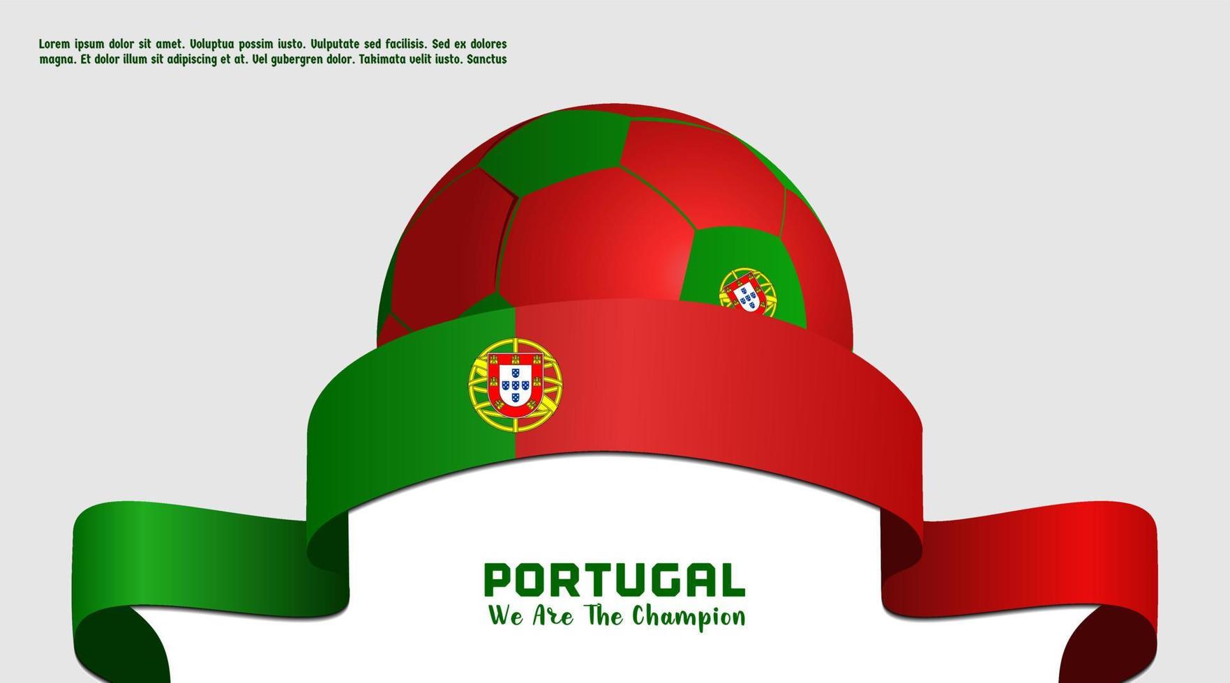 drapeau portugal de fond vectoriel avec ballon de football, modèle de médias sociaux, combinaison de couleurs parfaite