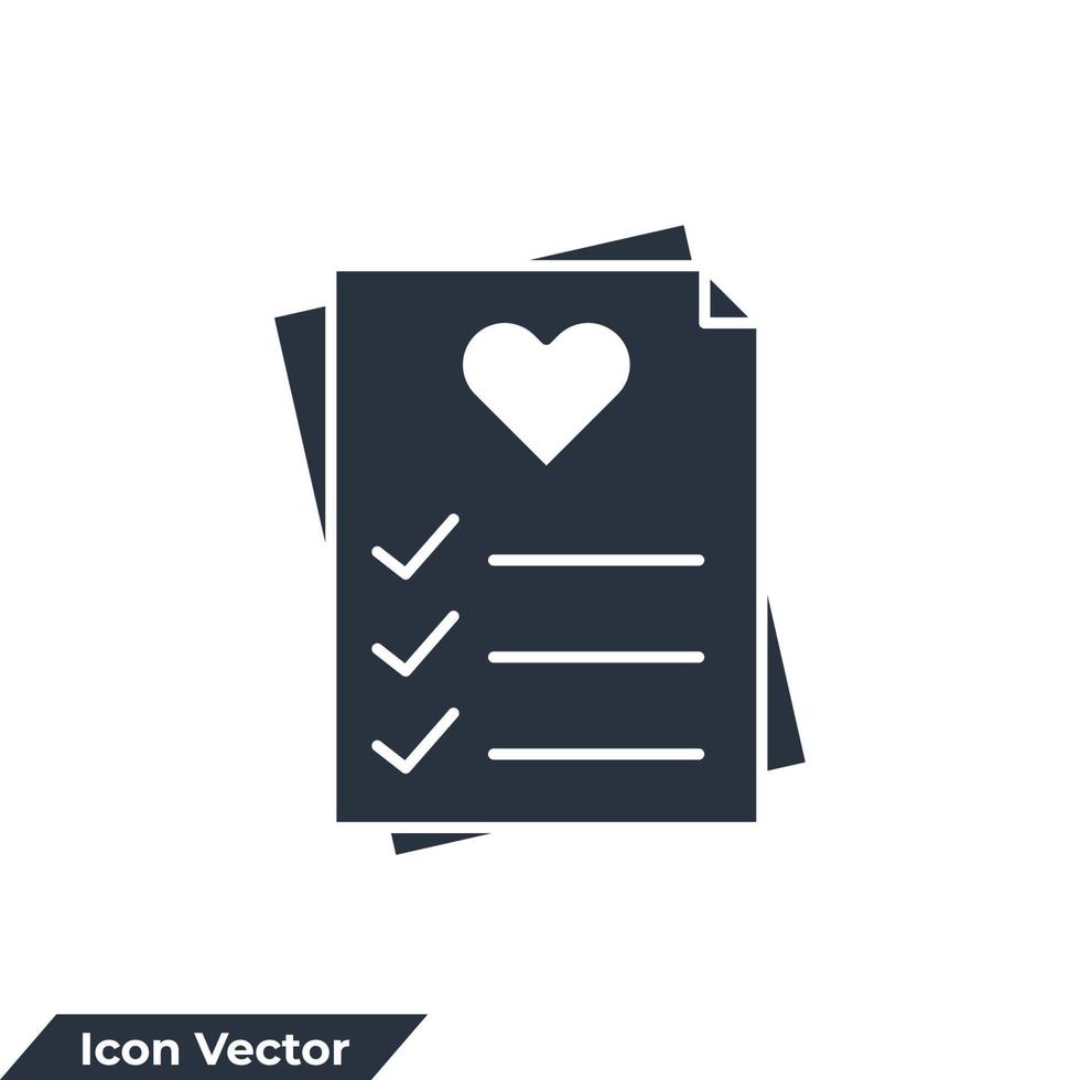 liste de souhaits icône logo illustration vectorielle. comme le modèle de symbole de document pour la collection de conception graphique et web vecteur
