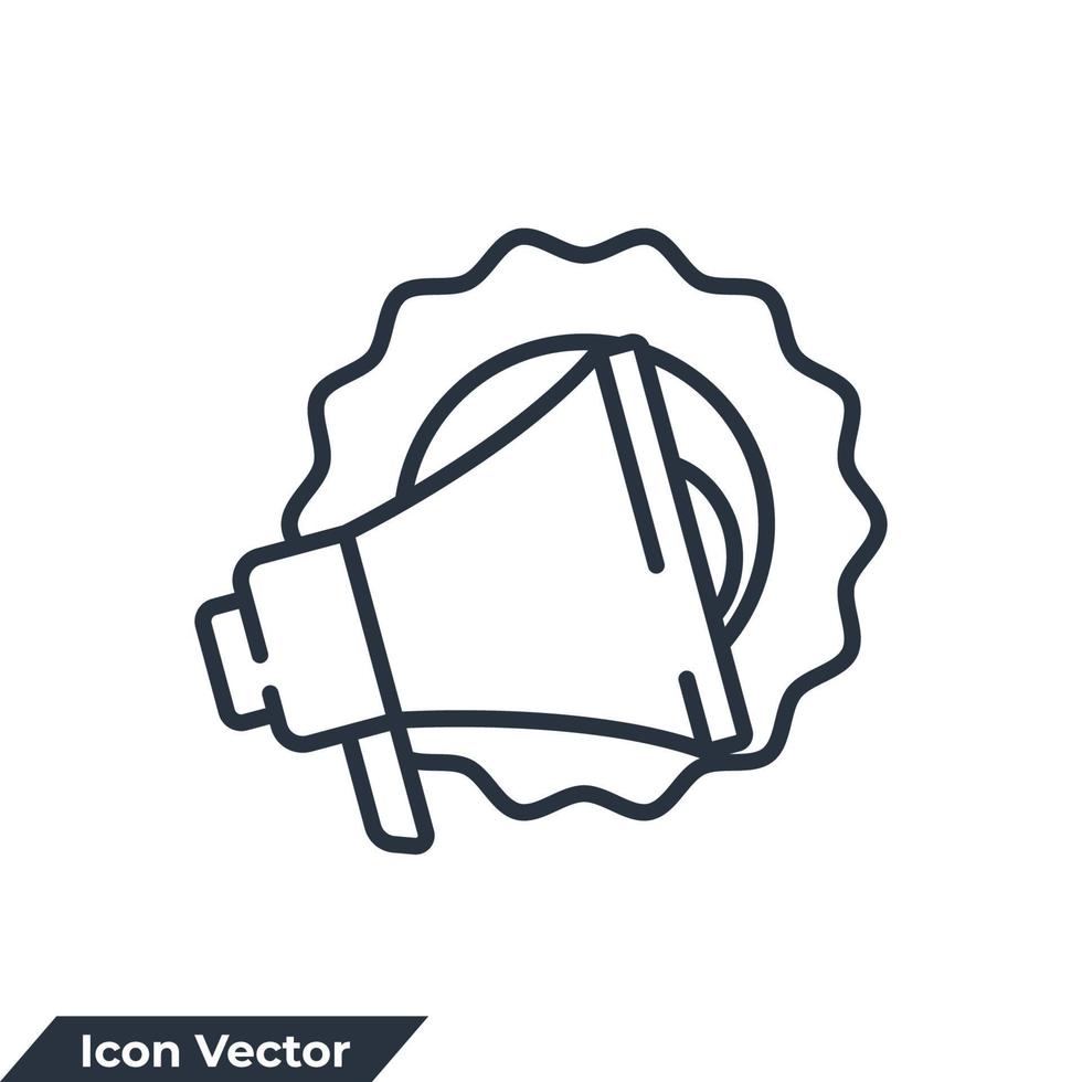 illustration vectorielle de mégaphone icône logo. modèle de symbole de promotion pour la collection de conception graphique et web vecteur