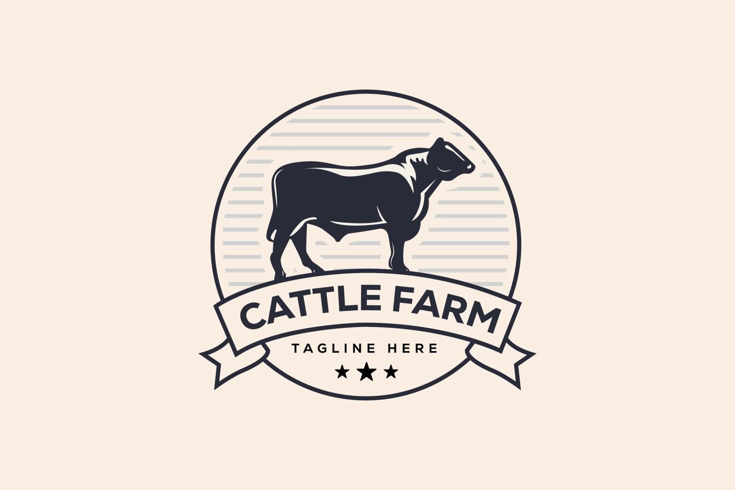 modèle de conception de logo de ferme bovine vecteur complet