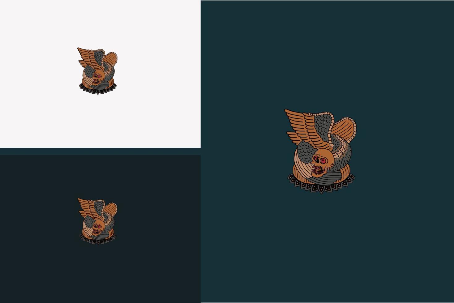 conception d'illustration vectorielle de crâne d'aigle et de tête vecteur