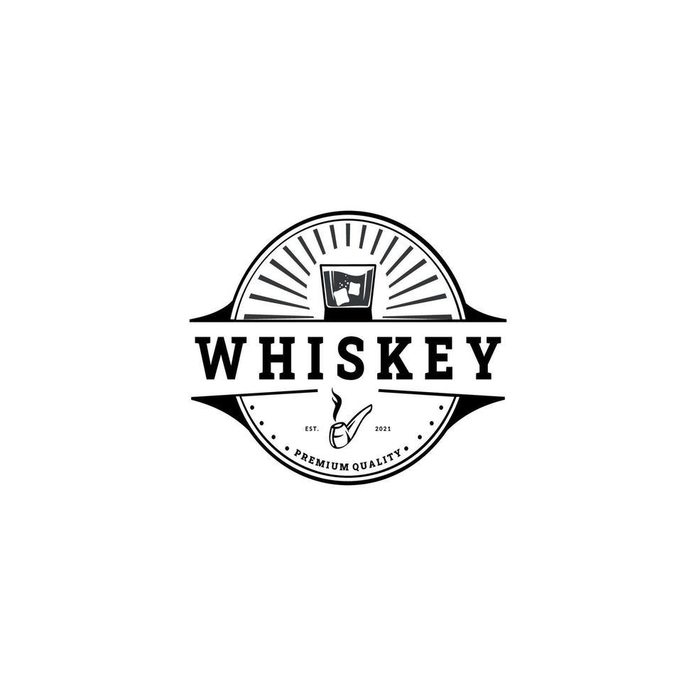 création de logo de whisky. modèle de conception de boissons pour restaurants, bars, pubs et entreprises. vecteur