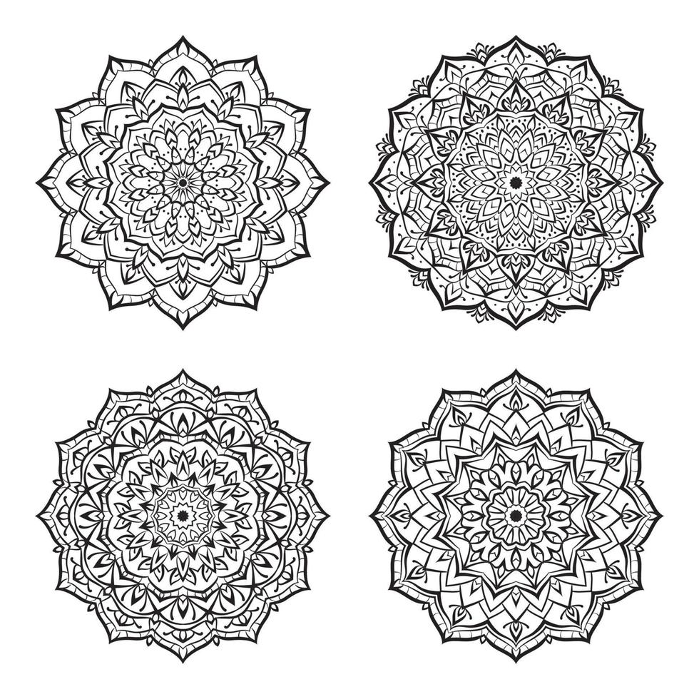 ensemble de livre de coloriage de mandalas pour l'art thérapie spirituelle consciente et la décoration de conception de vecteur