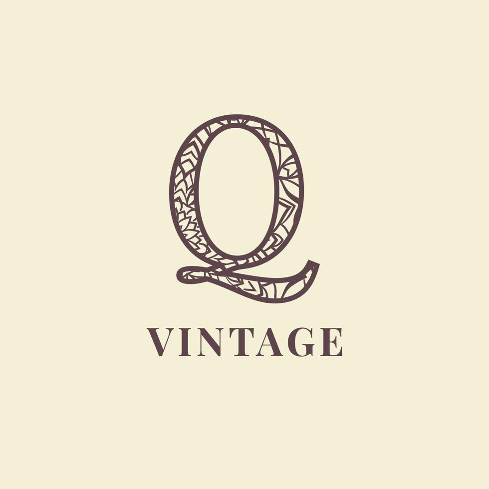 lettre q décoration vintage logo vector design