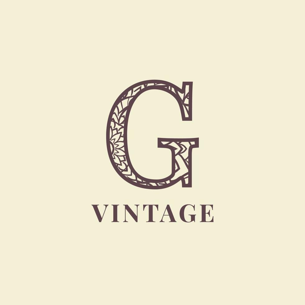 lettre g décoration vintage logo vector design