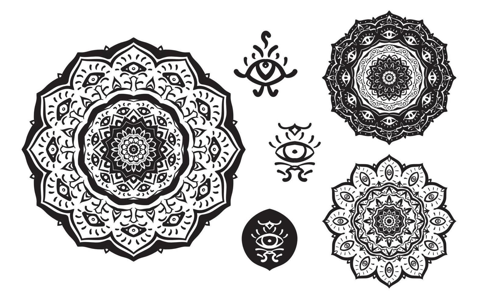 mandala abstrait yeux trippants décoration ronde traditionnelle vecteur